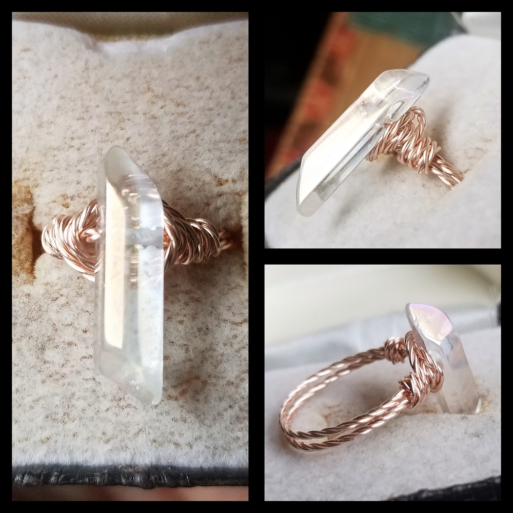 🌙💜 Aura Quartz Stone Ring - 6.5